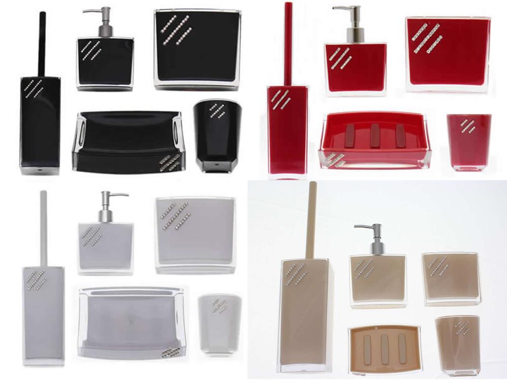 5tlg BAD-WC Garnitur Badezimmer SET Bürste Becher Seifenspender